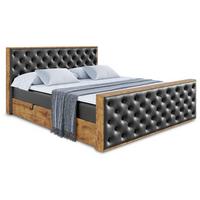BOXBETT mit Matratze H4 und Lattenrost - LOLLI3-Z - 120x200 - Schwarz Kunstleder - Schwarz, Holzwerkstoff (120/200cm) - ALTDECOR