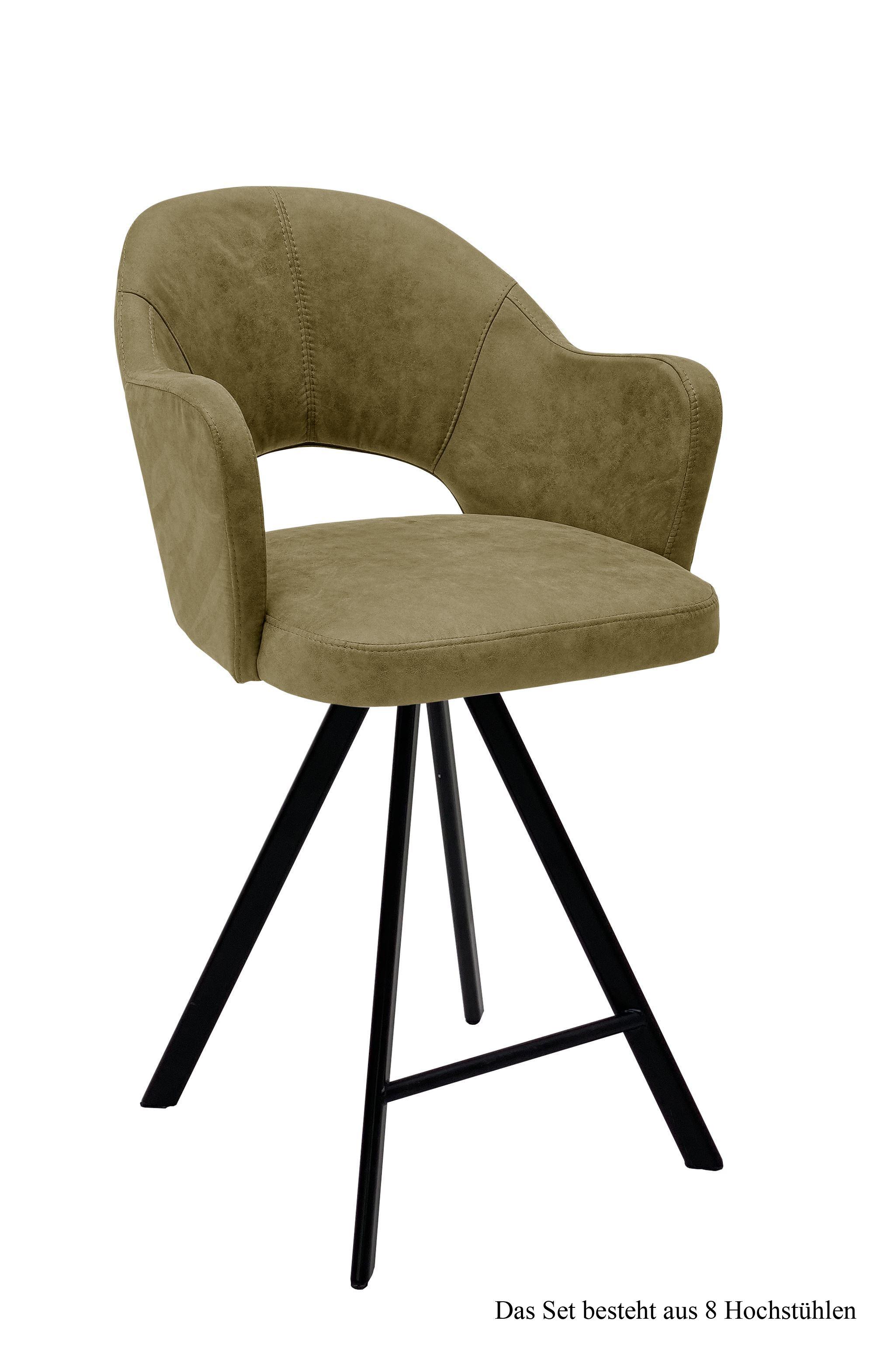 THEKENSTUHL drehbar (8er-Set) Diandra 59x104x61 Schwarz/Olivgrün - Schwarz/Olivgrün, Kunststoff (61/104/59cm) - 58aufmkessel