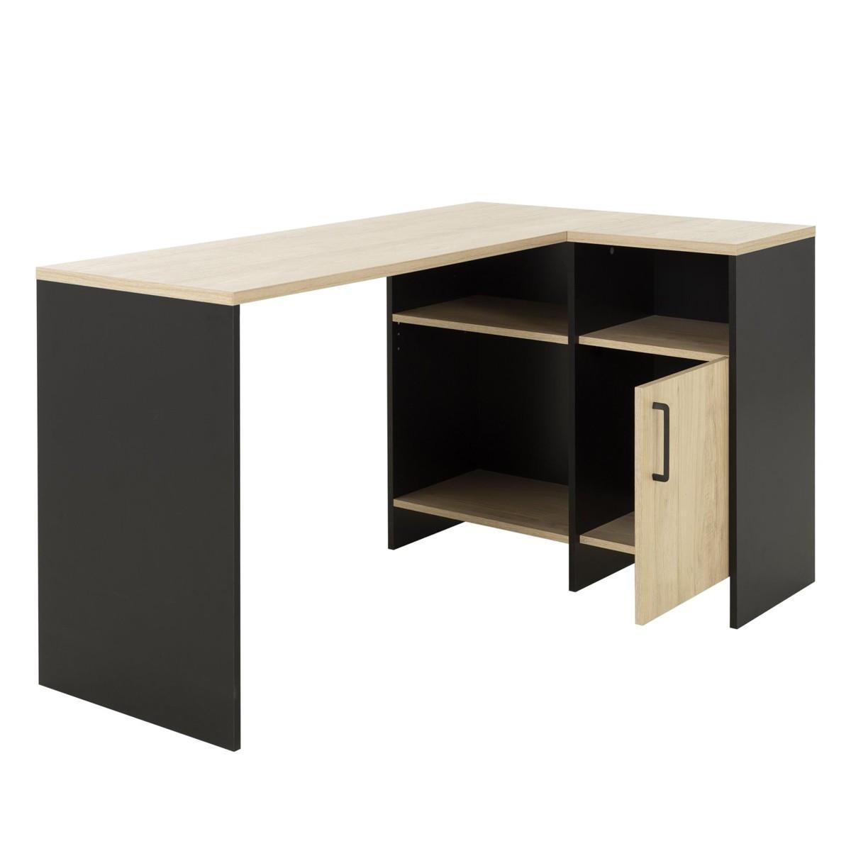 ECKSCHREIBTISCH Liverpool - Französische Herstellung - Schwarz, Holzwerkstoff (88/88/76cm) - Calicosy