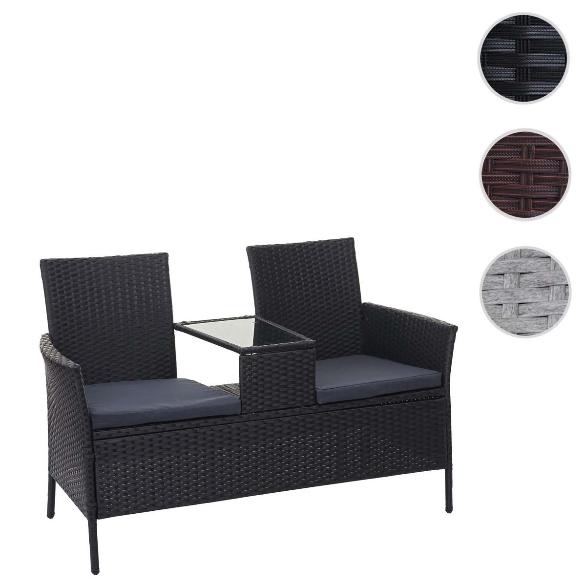 POLY-RATTAN SITZBANK Schwarz, Grau - Schwarz/Grau, Kunststoff (132/84/55cm) - MCW