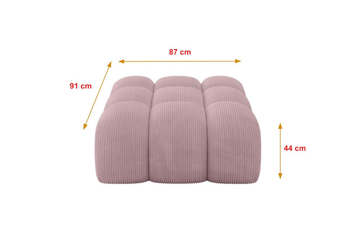 POUF OLEA-PUF 91x87x44 cm Rosa Cord Modular Sitzhocker - Schwarz/Rosa, Holzwerkstoff/Kunststoff (91/44/87cm) - ALTDECOR