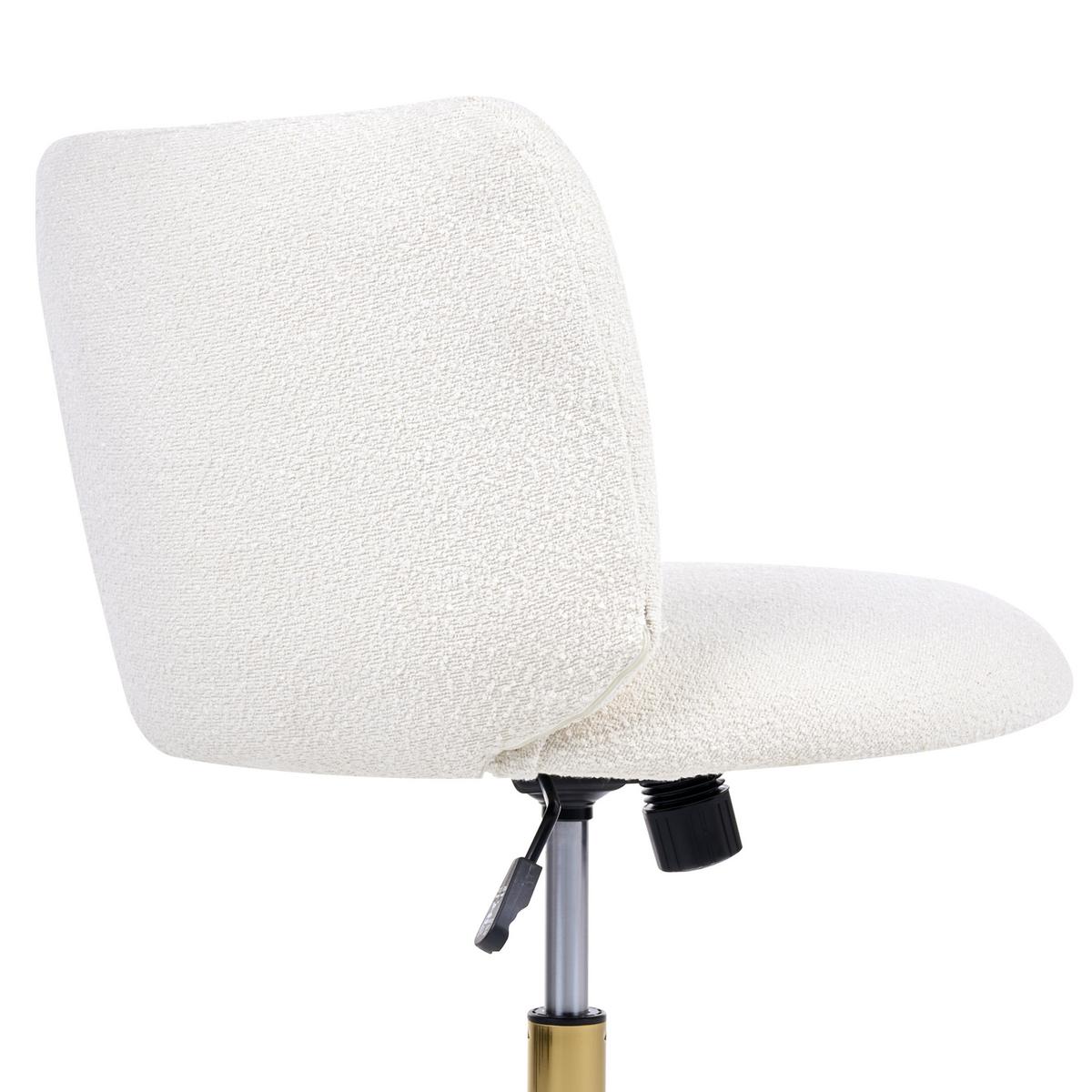 SCHREIBTISCHSTUHL Bouclé Weiß Pelora - Weiß, Textil (64/76/60cm) - Beliani