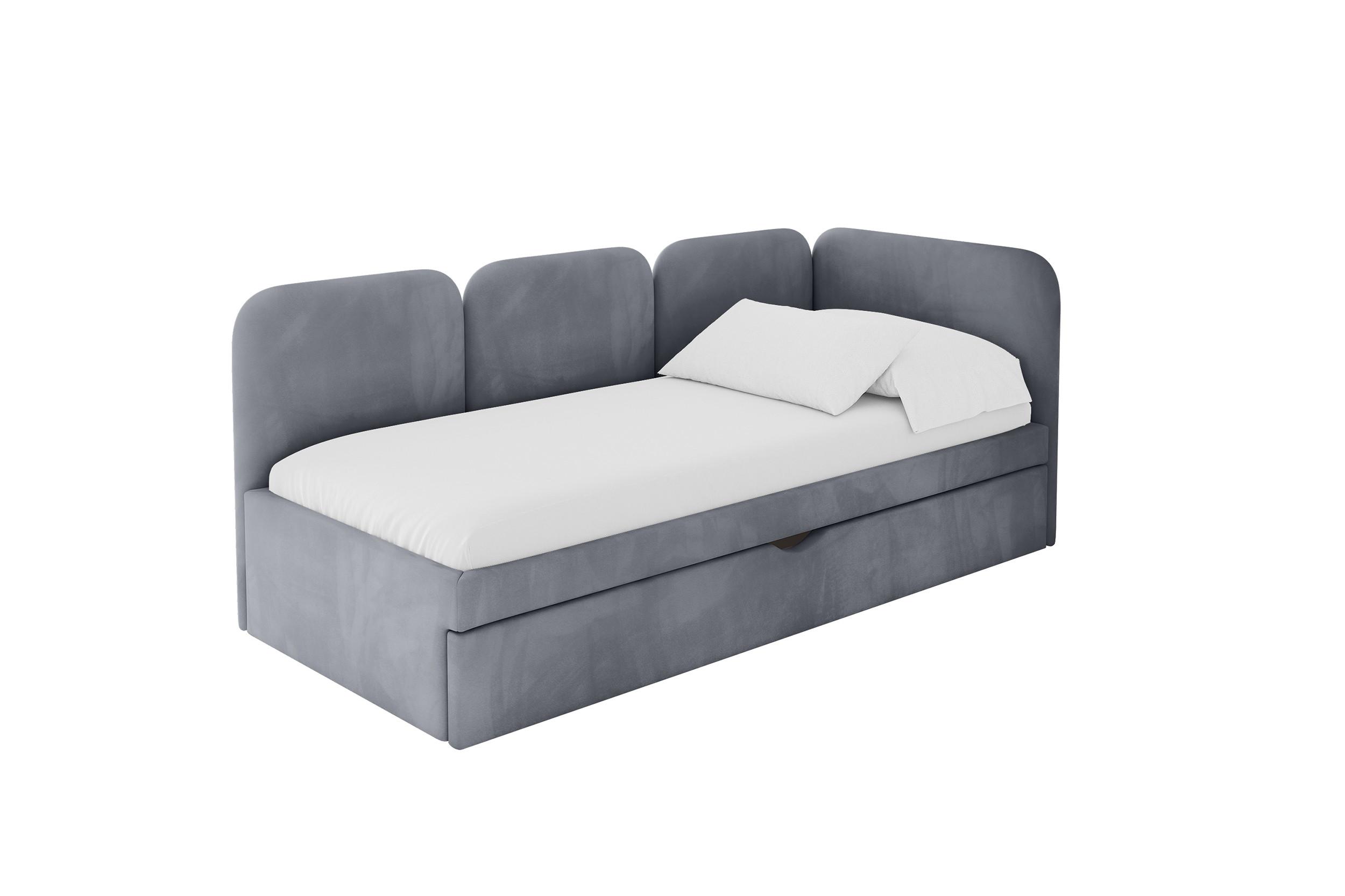 EINZELLBETT Jugendbett mit Bettkasten und Matratze H3/H4, Links - ALVY 100x200 Grau - Grau, Holzwerkstoff/Textil (100/200cm) - ALTDECOR