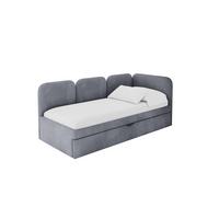 EINZELLBETT Jugendbett mit Bettkasten und Matratze H3/H4, Links - ALVY 90x200 Grau - Grau, Holzwerkstoff/Textil (90/200cm) - ALTDECOR