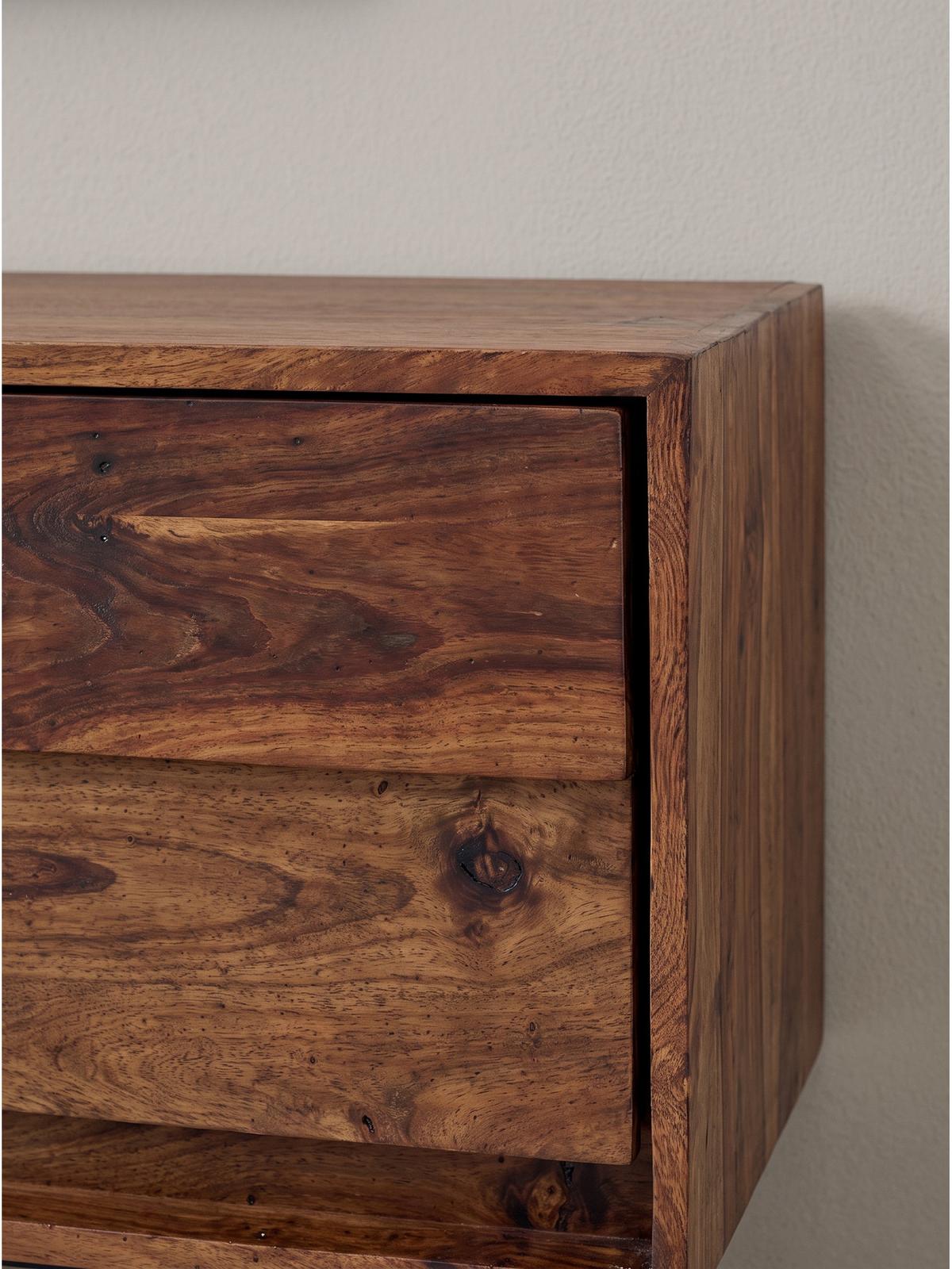 LOWBOARD AREZZO, Dunkles Massivholz, mit Stauraum, 160 x 35 x 56 cm - Schwarz/Braun, Holz/Metall (160/56/35cm) - KADIMA DESIGN