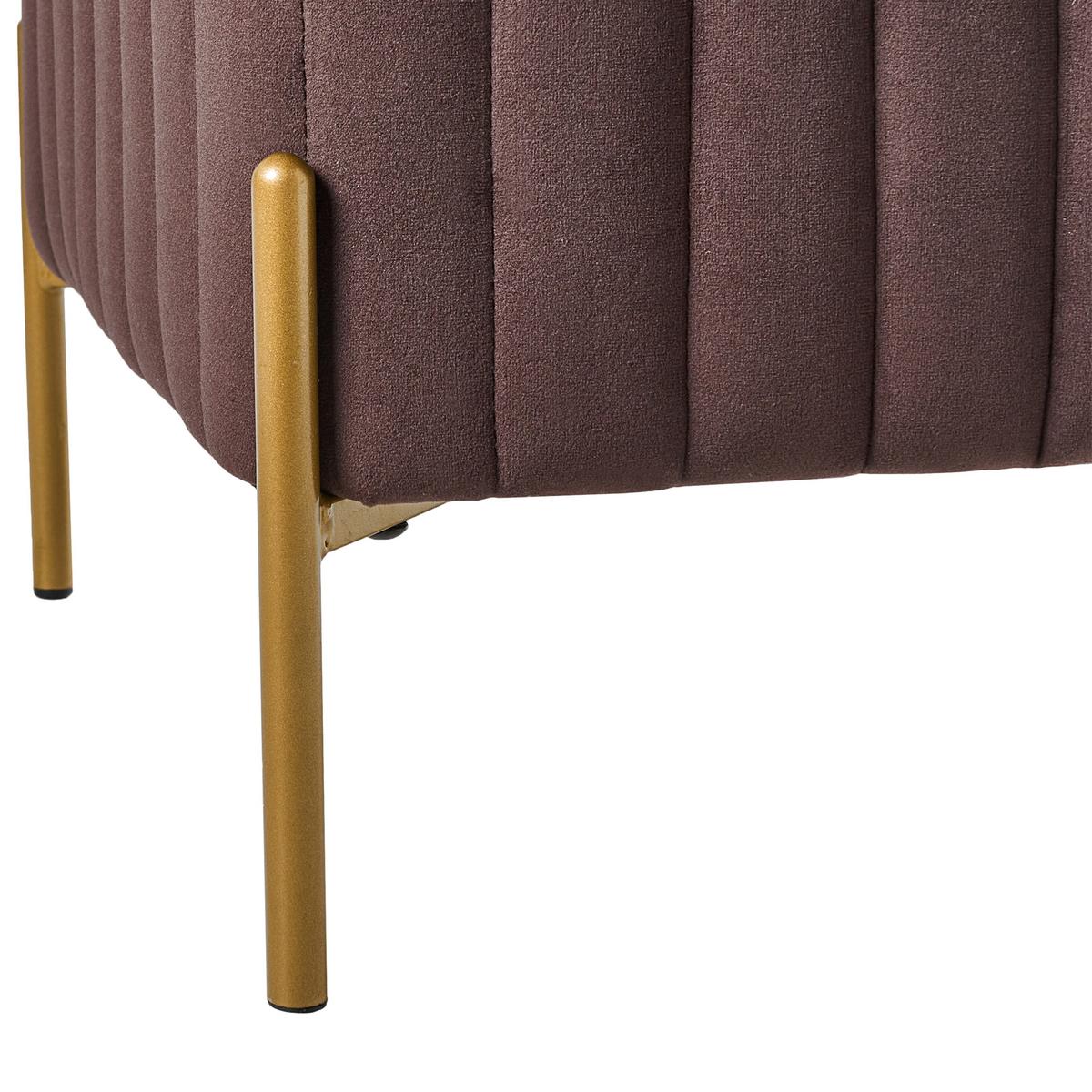 HOCKER Samtstoff Dunkelbraun Utah - Goldfarben/Braun, Textil (47/43/47cm) - Beliani