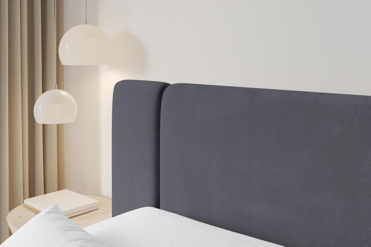 BOXBETT mit Matratze H3 - EVON - 180x200 cm Dunkelgrau - Dunkelgrau, Holzwerkstoff (180/200cm) - ALTDECOR
