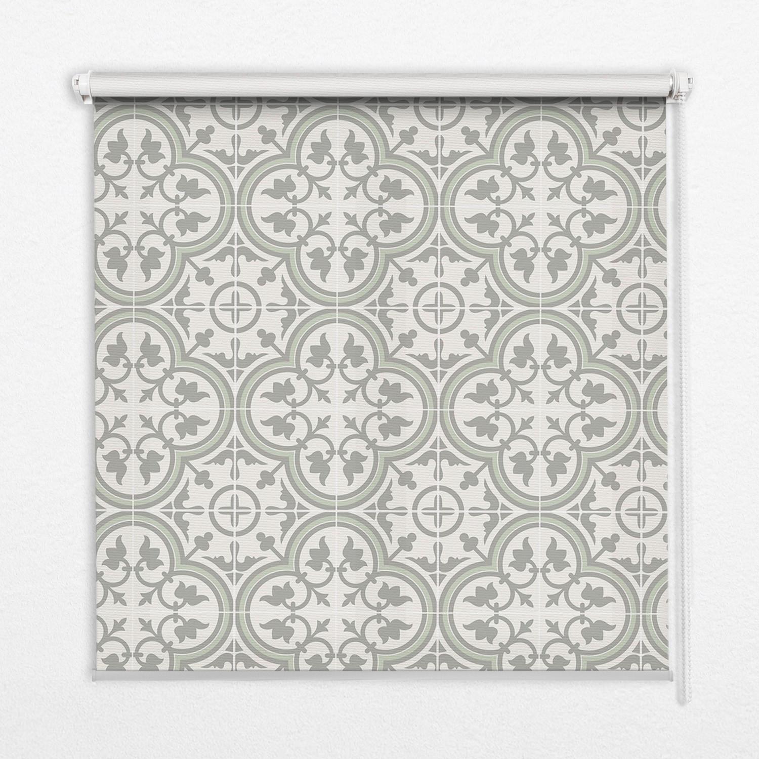INNENROLLO - Fensterrollo - Rollo - 130x140 cm - Portugiesische Fliesen - Grün, Kunststoff (130/140/0.5cm) - TULUP