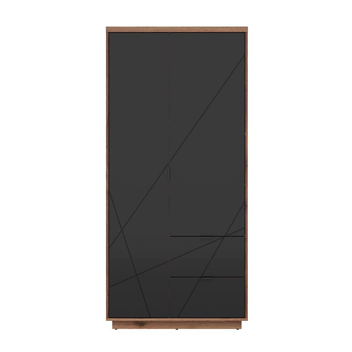 SCHRANK 2 Türen Sven Schwarz und Holz - Schwarz, Holzwerkstoff (94/201/57cm) - Petits-meubles