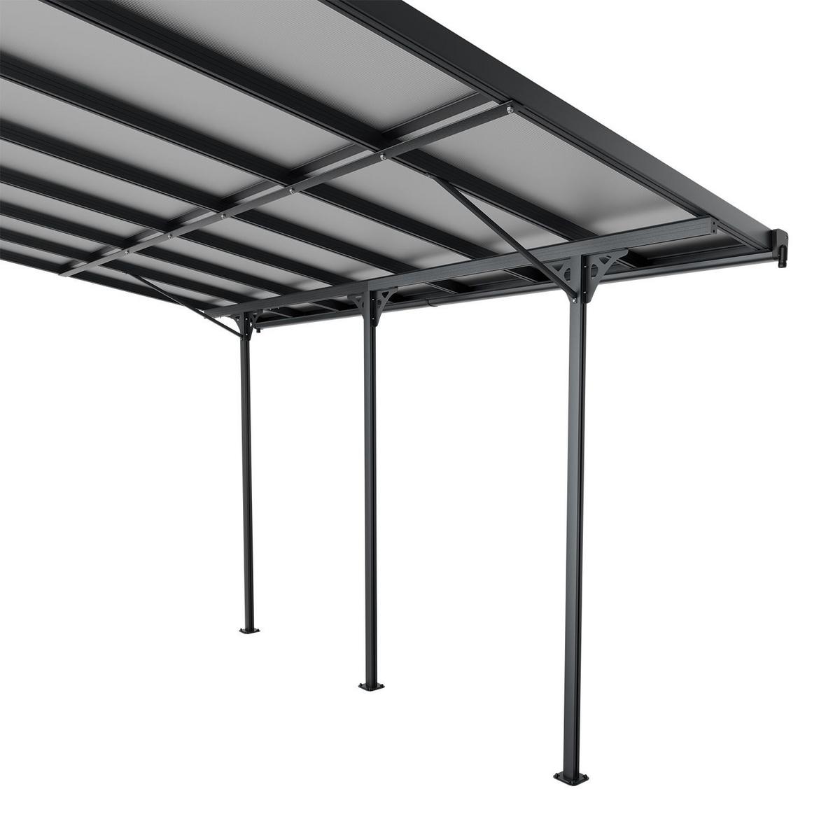 TERRASSENDACH Borneo Aluminium 4x3m dunkelgrau - Dunkelgrau, Metall (435/300/300cm) - Juskys