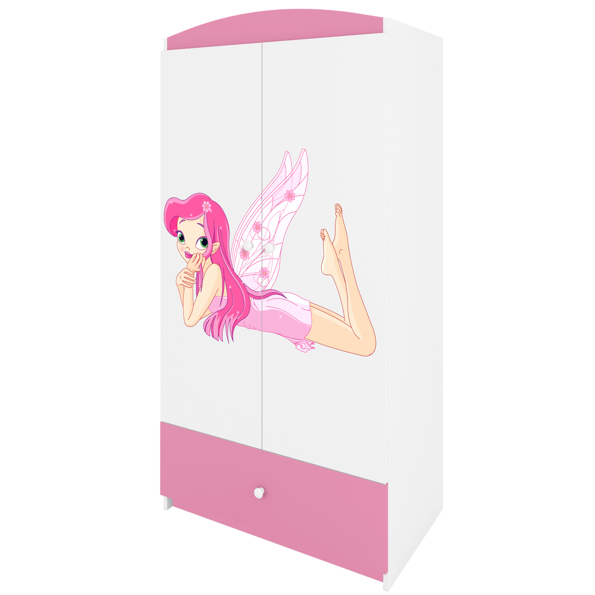 KINDERKLEIDERSCHRANK Elfe II - Hellrosa, Holzwerkstoff (90/175/52cm) - RAUMHIRSCH FURNITURE