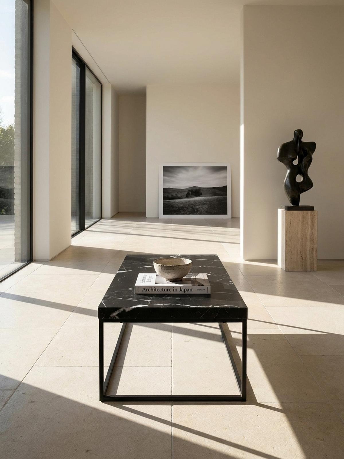 COUCHTISCH in Stein-Optik mit Metallbeinen, Modernes Design, Rechteckig, Groß, Schwarz 120x60x38 cm - Schwarz, Holzwerkstoff/Metall (60/120/38cm) - KADIMA DESIGN