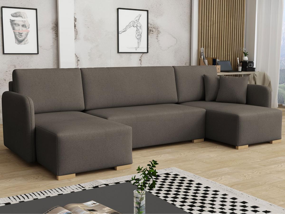 WOHNLANDSCHAFT Como U - Braun/Naturfarben, Holz/Textil (292/85/140cm) - MIRJAN24