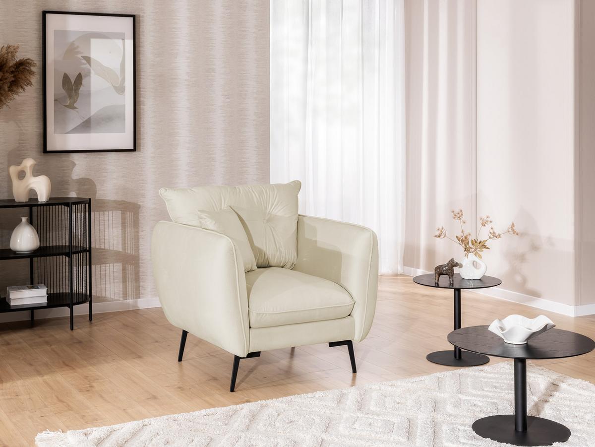 SESSEL Nordloft Beige Samt - Beige/Schwarz, Holz/Textil (101/86/100cm) - S-Style Möbel