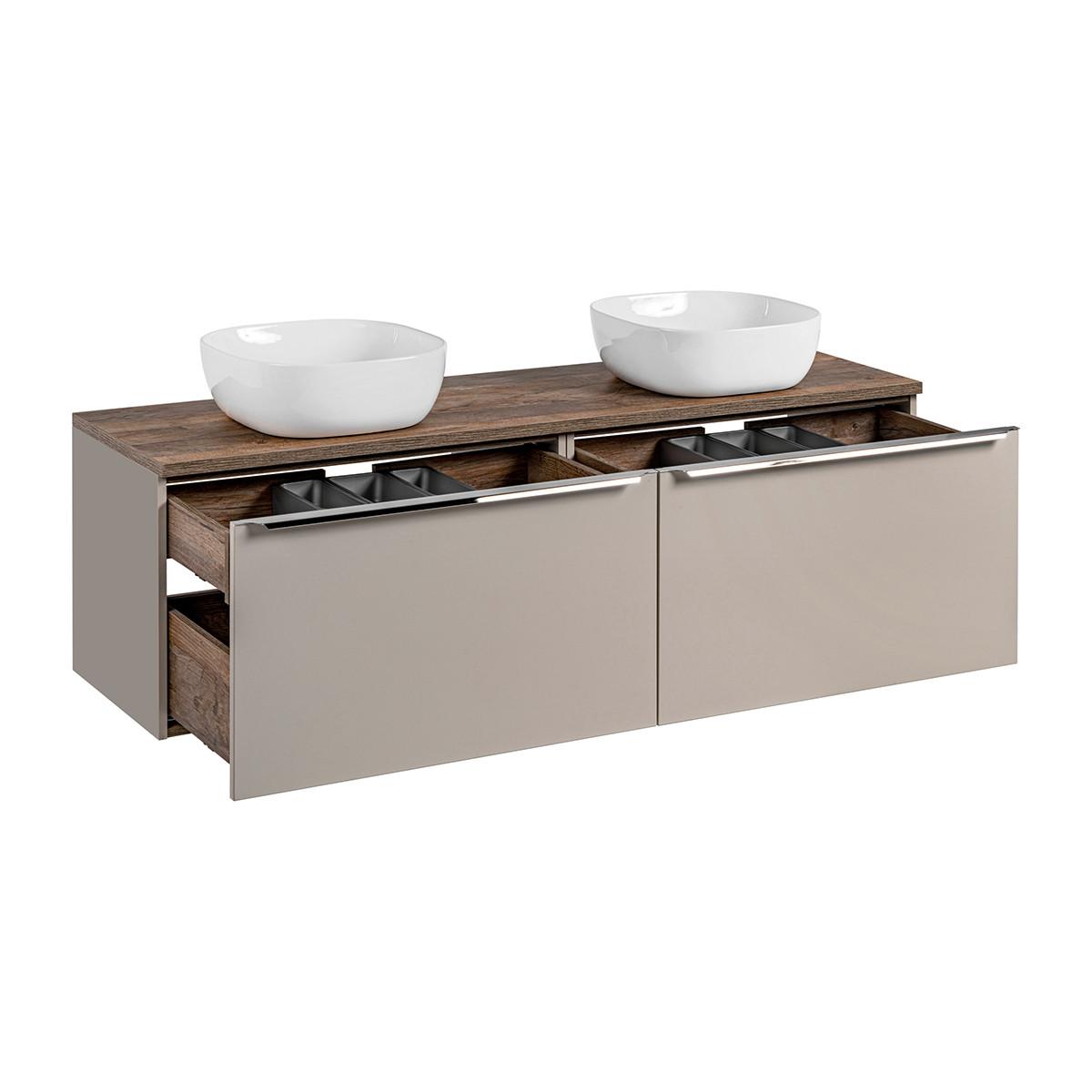 BADMÖBEL 160cm Éros 2er-Set Taupe - Taupe, Holzwerkstoff (160/48/46cm) - Petits-meubles