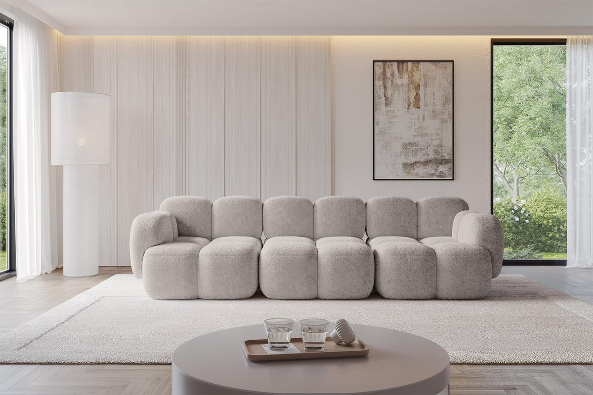 3-SITZER modulares Sofa Miko-S2 300x118x75 cm Hellgrau Velours - Hellgrau/Schwarz, Holzwerkstoff/Kunststoff (300/75/118cm) - ALTDECOR
