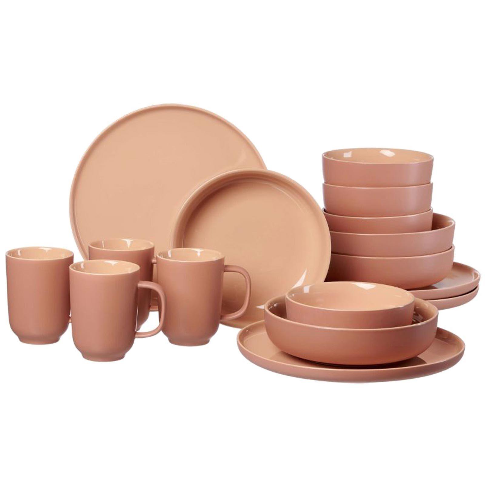 KOMBISERVICE Jasper puder 16-tlg. - Rosa, Keramik (2/2/2cm) - Ritzenhoff Breker