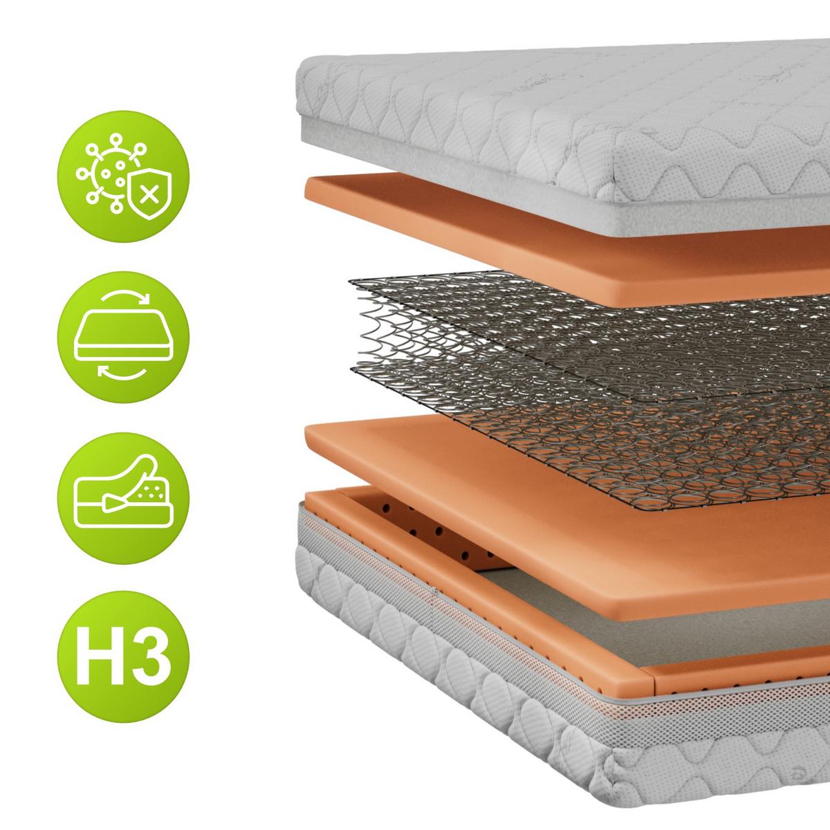 FEDERKERNMATRATZE TOVA - 120/200 - H3 - Sivo - Weiß, Textil (120/200cm) - MKS