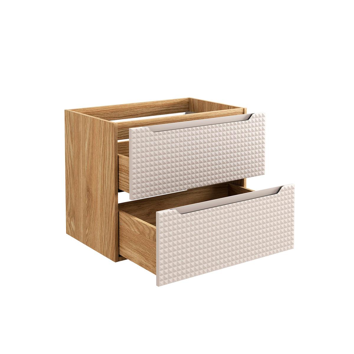 BADMÖBEL 71cm Mallory 2er-Set Beige und Holz - Braun, Holzwerkstoff (71/57/46cm) - Petits-meubles