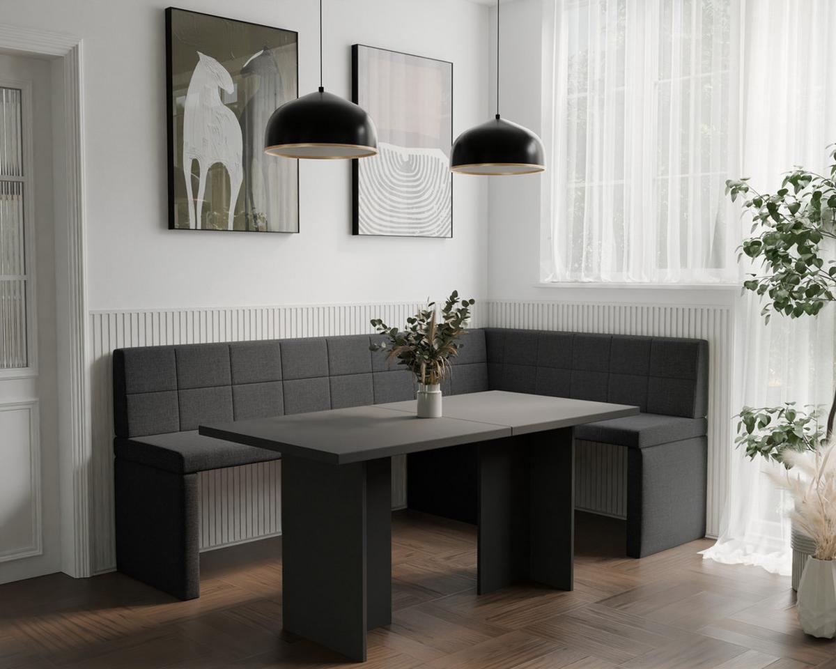 ECKBANK rechts MELVIN Webstoff, 128/168 cm Anthrazit - Anthrazit, Holz/Textil (128/168cm) - Idohome