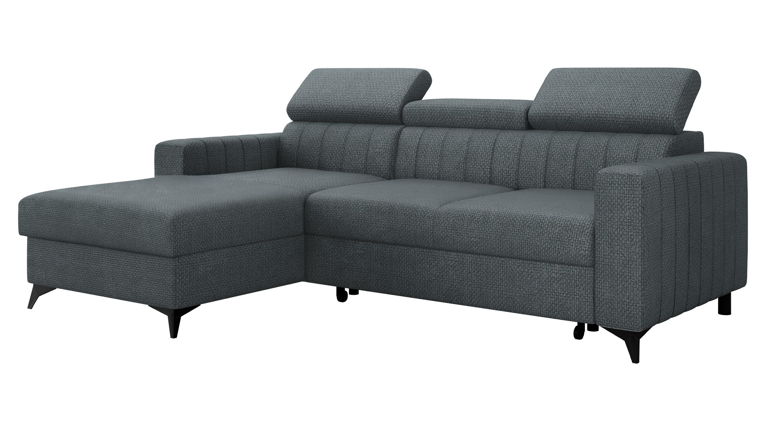ECKSOFA Milano, Seite: Links LC+2R - Blaugrau/Schwarz, Holz/Textil (236/172cm) - MIRJAN24