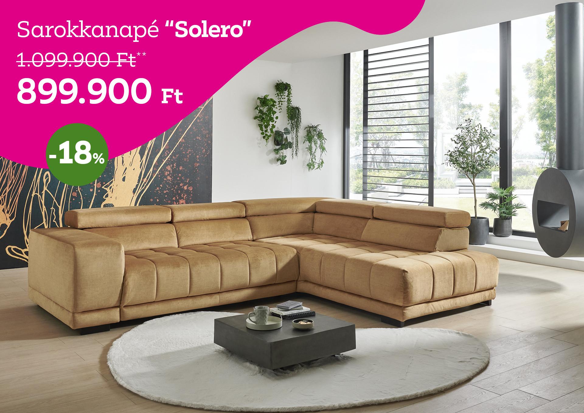 Sarokkanapé Solero 1099900 Forint helyett 899900 Forint, kedvezmény mértéke 18%
