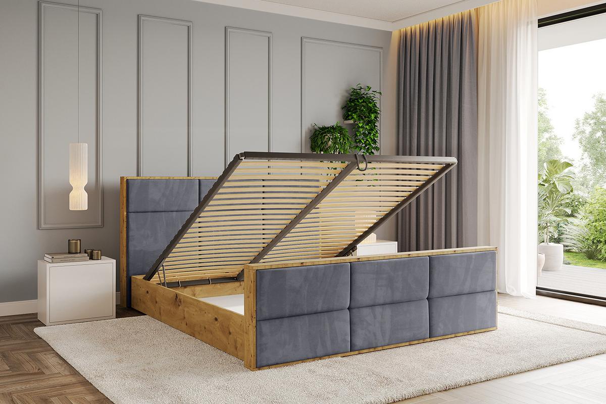 POLSTERBETT mit Bettkasten, Fußteil und Lattenrost, Boxbett ohne Matratze - ENZO1-Z 180x200 Dunkelgrau - Dunkelgrau, Holzwerkstoff/Textil (180/200cm) - ALTDECOR