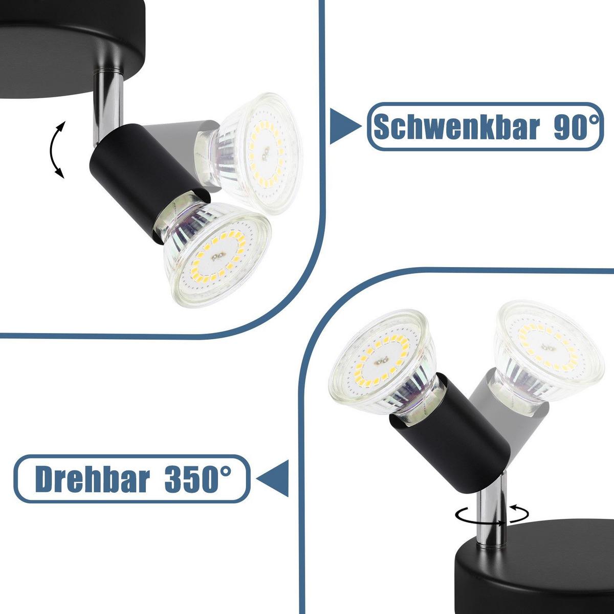 DECKENSTRAHLER Birtha 4-flammig 18/18/11 cm - Schwarz, Metall (18/18/11cm) - Nettlife