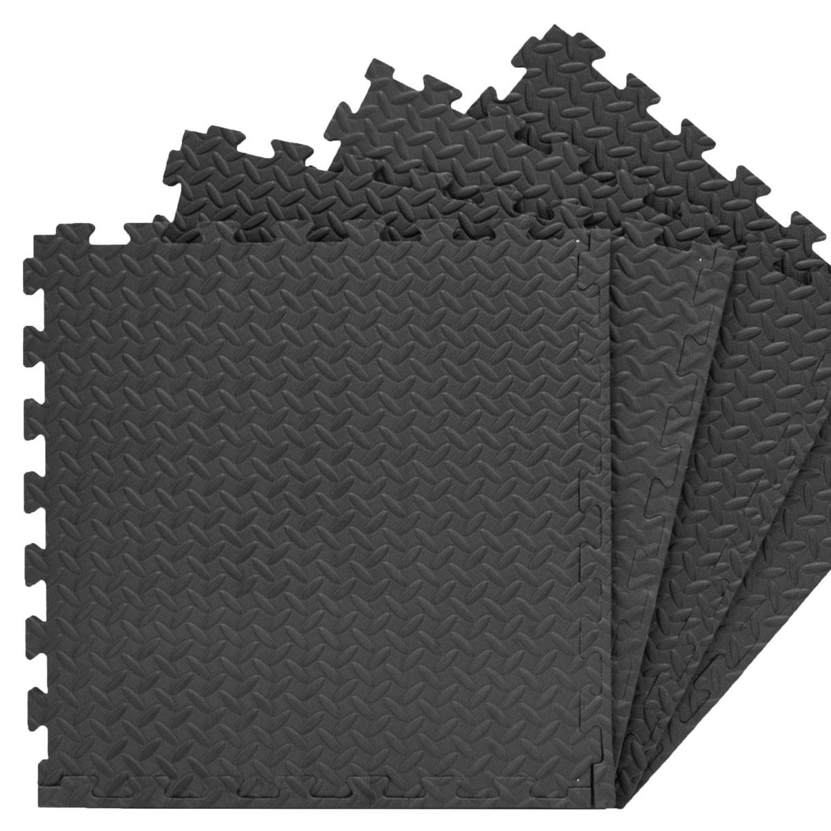 BODENSCHUTZMATTEN, 4 Matten als Set, Schwarz - Schwarz, Kunststoff (63/63cm) - eyepower