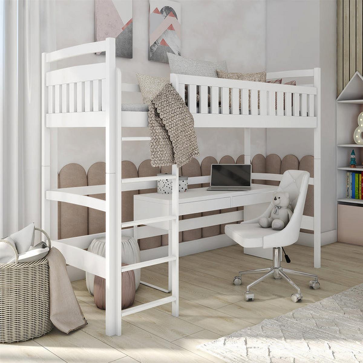 BETT 90/200 Camille Weiß - Weiß, Holz (90/200cm) - Petits-meubles