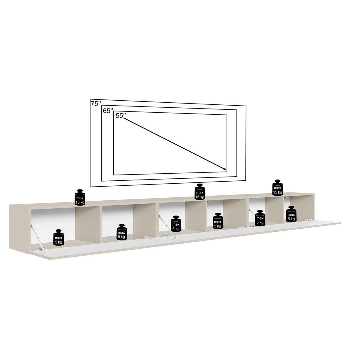TV-LOWBOARD Veldio hängend Greige 300 cm - Taupe, Holzwerkstoff (302.4/28.5/31.6cm) - Selsey