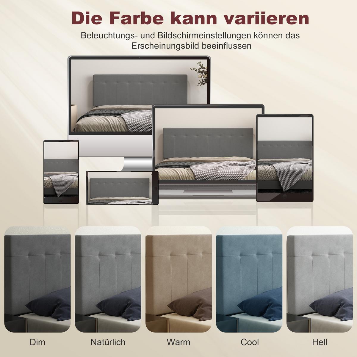 KOPFTEIL Polyester Metall Grau - Grau, Textil/Metall (10/126/140cm) - HOMCOM