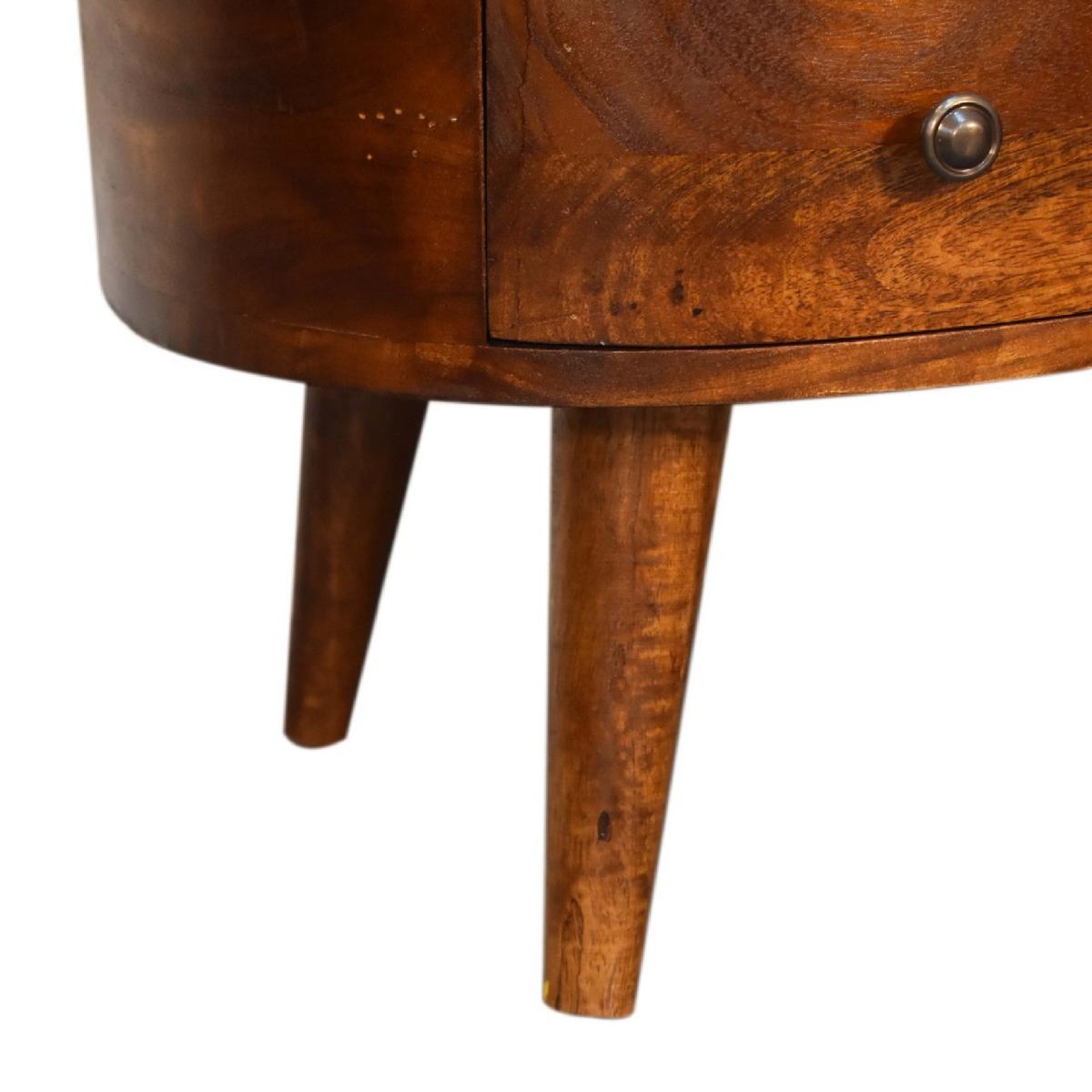 COUCHTISCH Massivholz Mini Kastanien-Welle, 1 Schublade und Offenes Fach, Dunkelbraun - Dunkelbraun/Messingfarben, Mangoholz/Holz (40/70/35cm) - Artisan Furniture