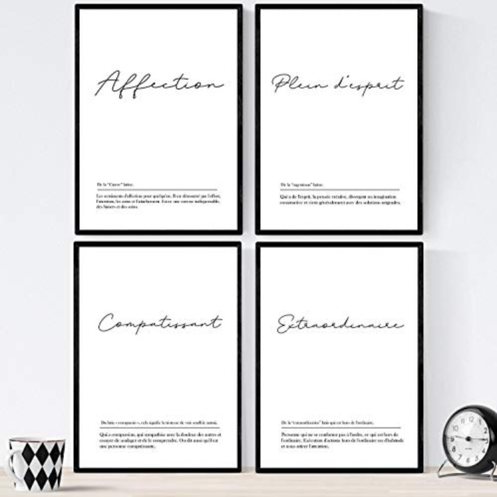 POSTER Set mit 4 Worten auf Französisch A4 Rahmenlos - Klar, Papier (29.7/3cm) - Nacnic