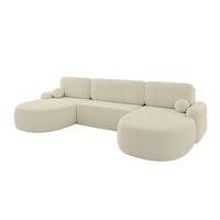 WOHNLANDSCHAFT mit Schlaffunktion und Bettkasten LIRA-U - 335x172x89 Beige - Creme, Holzwerkstoff/Textil (335/89/172cm) - ALTDECOR