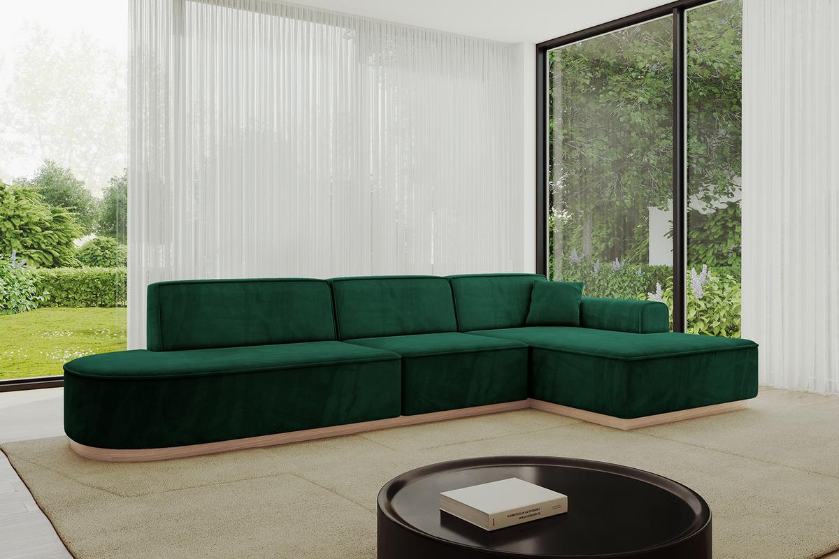 ECKSOFA Ottomane Rechts IREA-L2 - 327x165x80 cm Grün - Dunkelgrün, Holzwerkstoff/Textil (327/165cm) - ALTDECOR