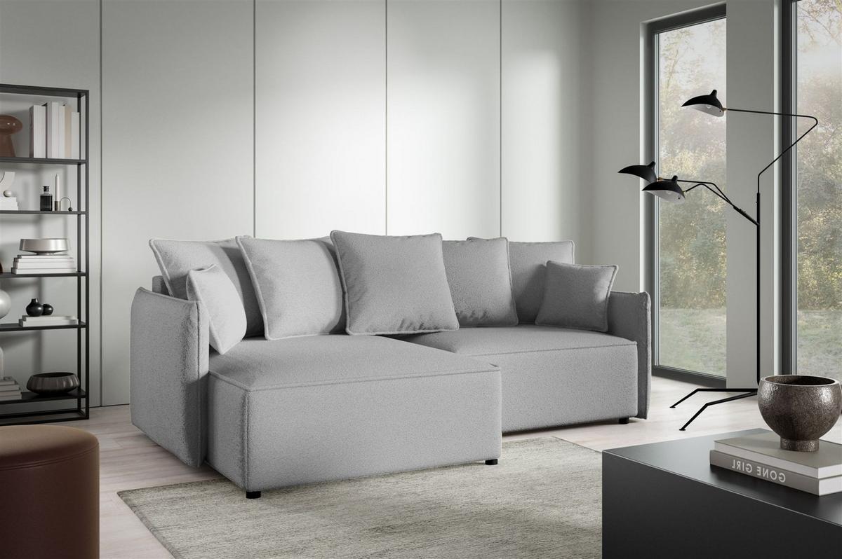 ECKSOFA Minea Mit Schlaffunktion - Grau, Holzwerkstoff/Textil (221/153cm) - Fun Möbel