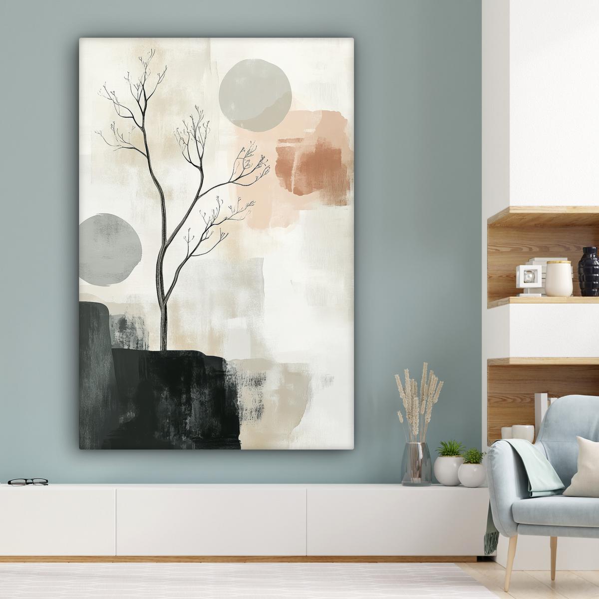 LEINWANDBILD Wabi sabi - Beige - Pflanze Deko Groß 90x140 cm - Sandfarben, Textil (90/140cm) - MuchoWow