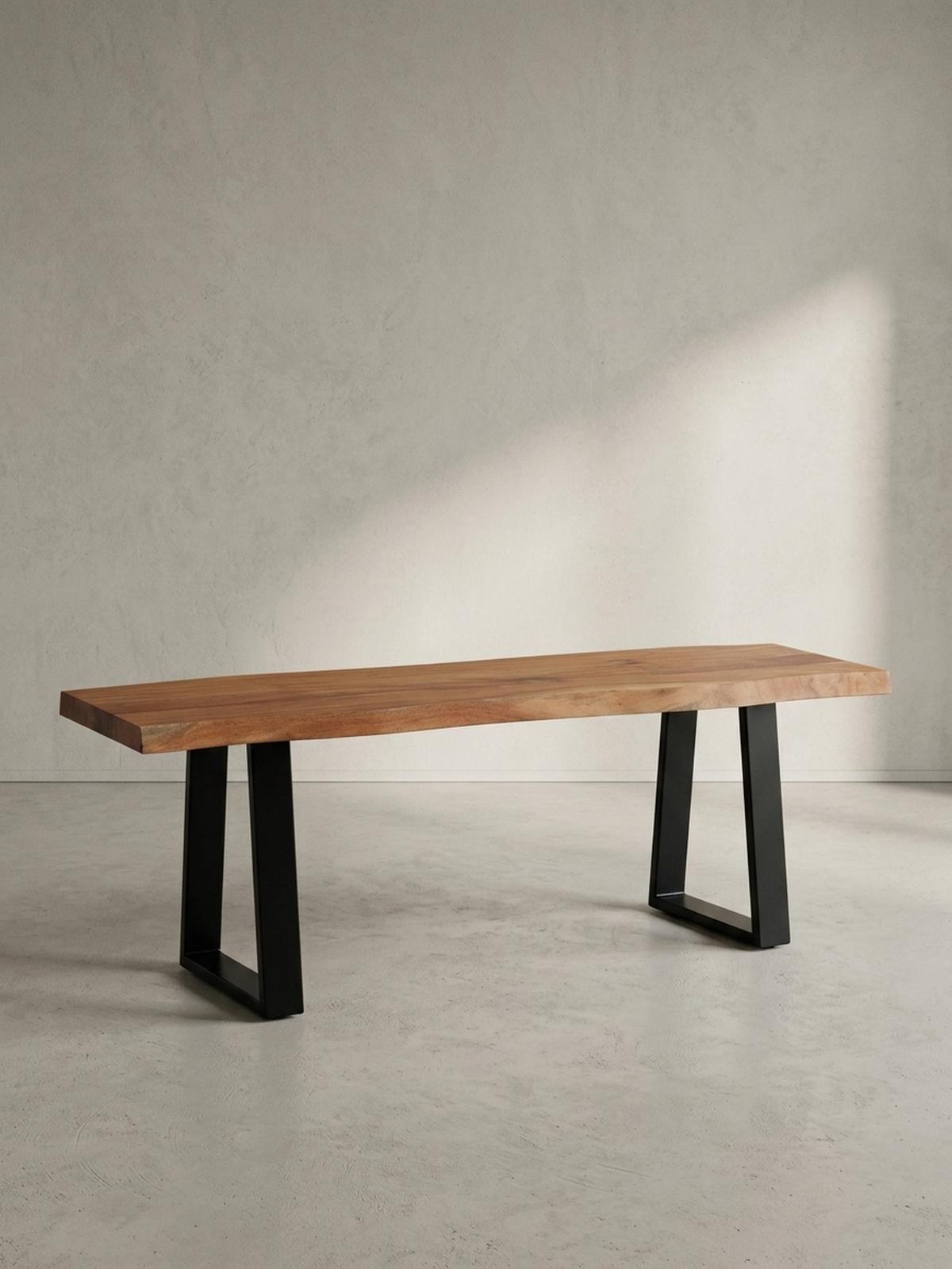 GARDEROBENBANK Massivholz Metall Baumkante, Akazie-Schwarz 120x40x46 cm - Schwarz/Braun, Holz/Metall (120/46/40cm) - KADIMA DESIGN