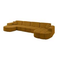 WOHNLANDSCHAFT LIVO-U2 - 400x173x79,5 cm Senfgelb - Currygelb/Gelb, Holzwerkstoff/Textil (400/79/173cm) - ALTDECOR