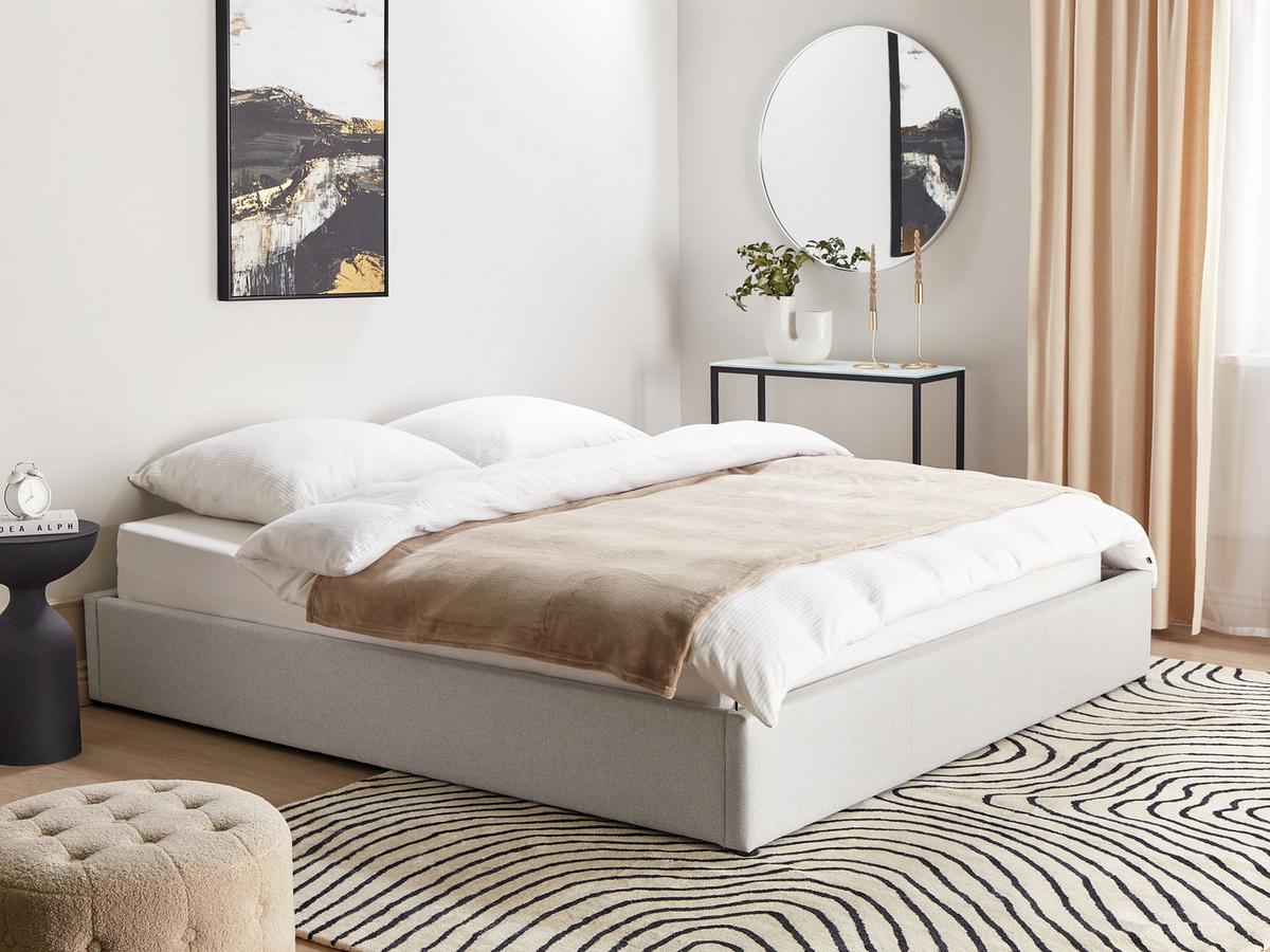 POLSTERBETT 180/200 cm Grau Dinan - Hellgrau, Textil (180/200cm) - Beliani