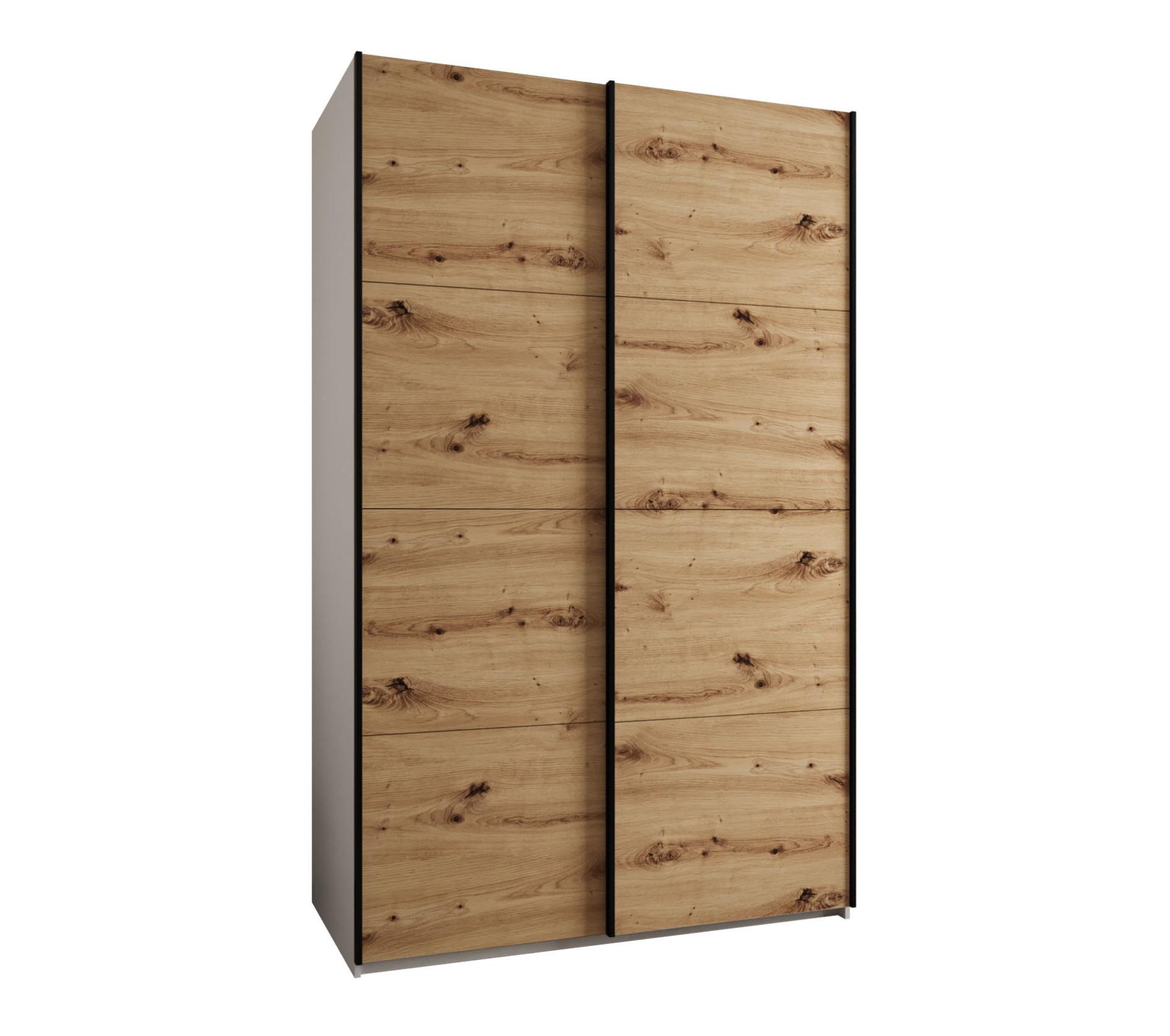 SCHWEBETÜRENSCHRANK 245,5/150/64 2-türig - Schwarz/Eiche Artisan, Holz/Metall (150/245/64cm) - Abiks Möbel