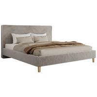 POLSTERBETT LUMARO CLASSIC 140/200 - Hellgrau Plüsch - Matratze Foam - Hellgrau/Kernbuche, Holz/Textil (140/200cm) - MKS
