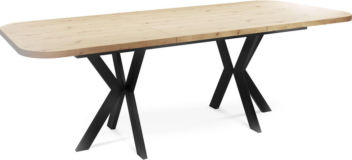 ESSTISCH Olivia ausziehbar rechteckig, Artisan Eiche 200-280/100/76 - Schwarz/Eiche Artisan, Holzwerkstoff/Metall (100/280/76cm) - WFL GROUP