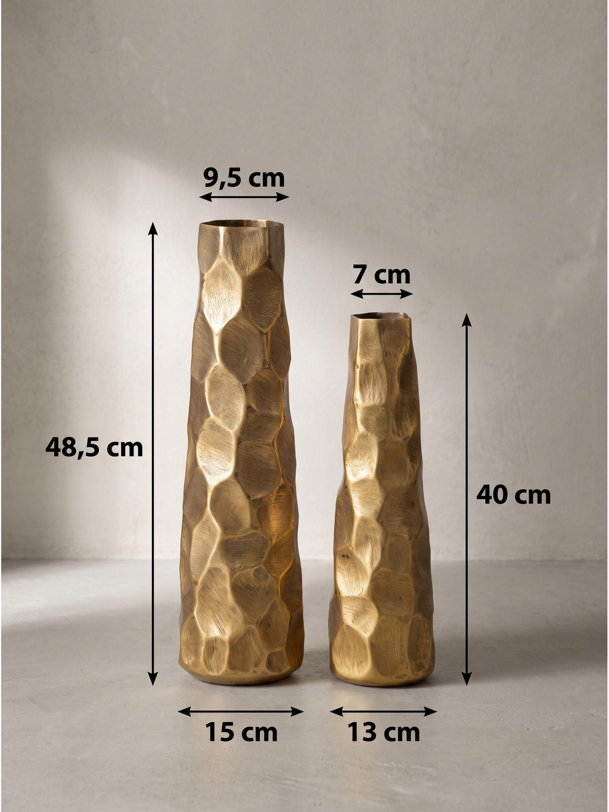 VASEN 2er-Set CASTELSARDO, Aluminium, Gold, Ø 15 x 48,5 cm - Goldfarben, Metall (48.5cm) - KADIMA DESIGN
