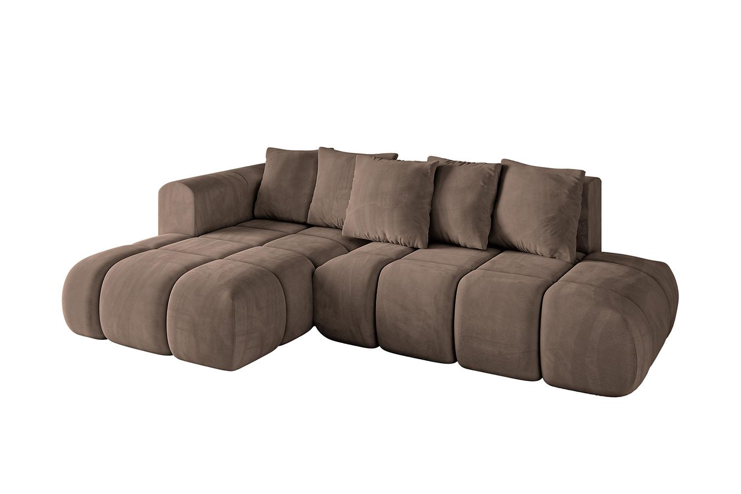 ECKSOFA Ottomane Links CLOUD-L-v1 280x185x90 Braun Velours - Braun, Holzwerkstoff/Kunststoff (180/289cm) - ALTDECOR