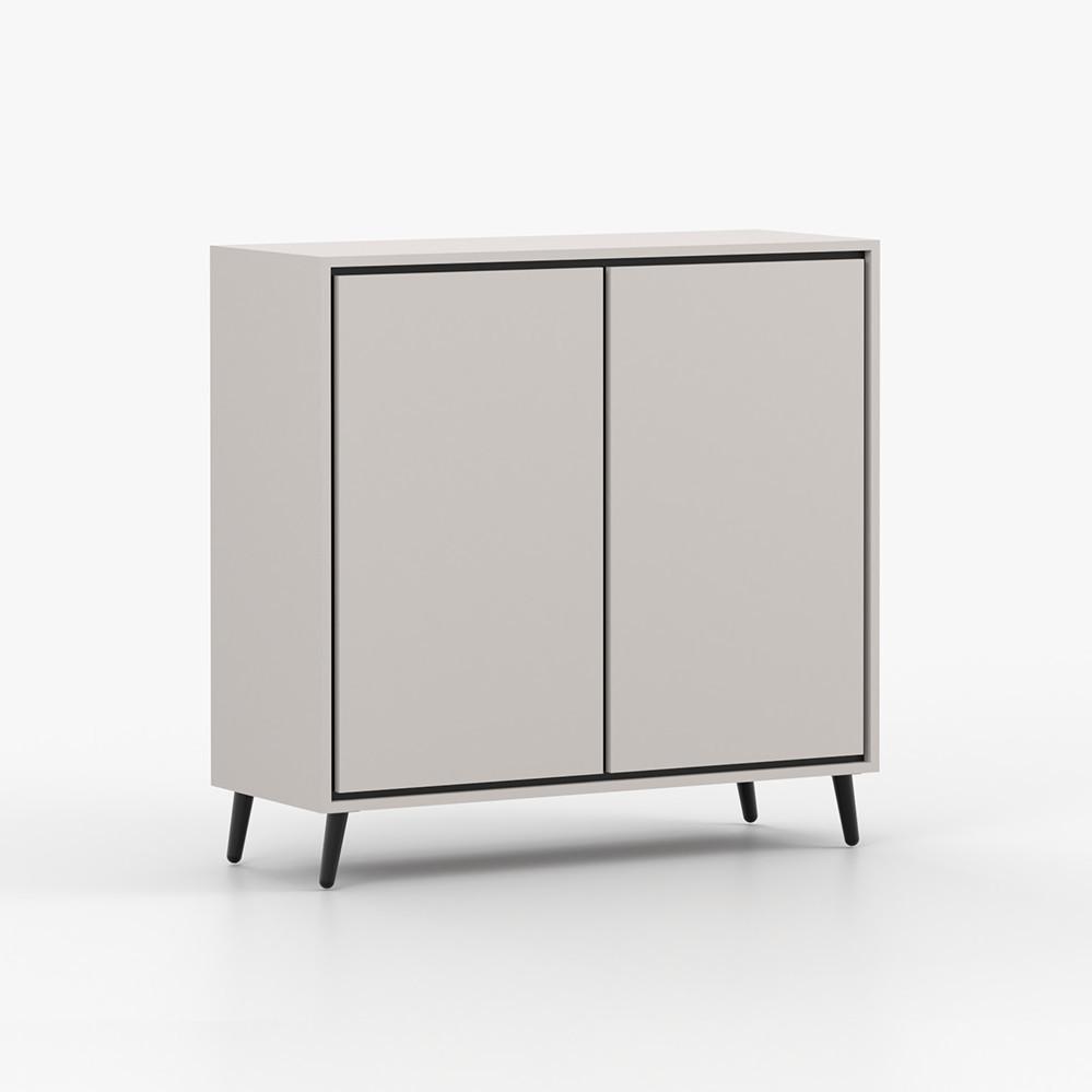 KOMMODE FRESCO 2D 90 cm Weiß/Weiß, zwei Dretüren, grifflos - Kaschmir, Holzwerkstoff (100/100/40cm) - imoebel24