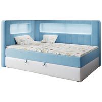 BOXSPRINGBETT JUNIOR GOLD 3 90/200 Blau/Weiß - linke Seite - Blau/Weiß, Holz/Textil (90/200cm) - MKS