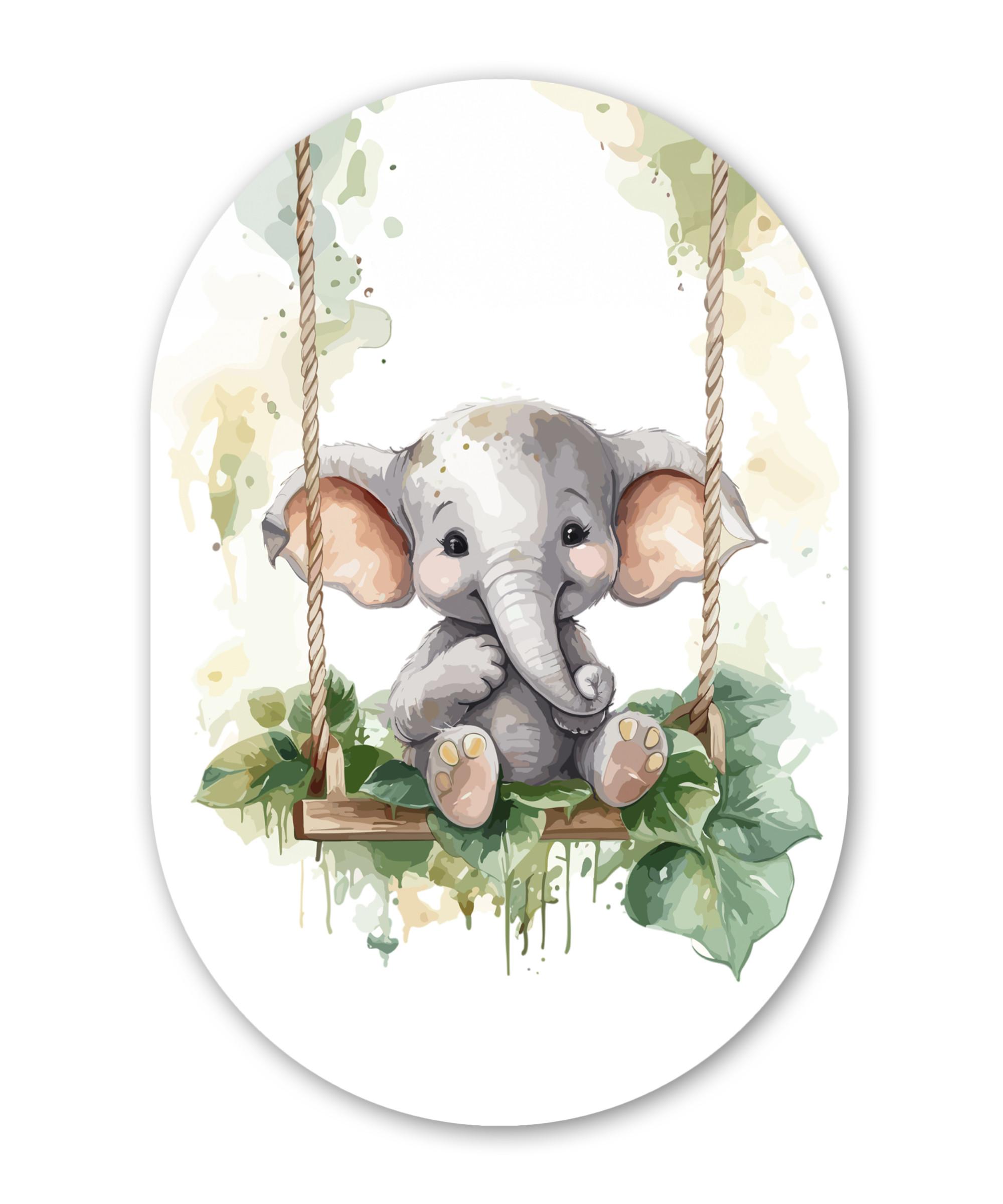 WANDBILD Elefant - Tier - Kinder - Dschungel Deko Wohnzimmer 40x60 cm - Hellgrau, Kunststoff (40/60cm) - MuchoWow