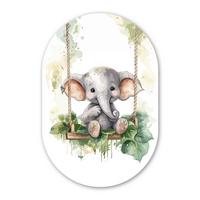 WANDBILD Elefant - Tier - Kinder - Dschungel Deko Groß 80x120 cm - Hellgrau, Kunststoff (80/120cm) - MuchoWow